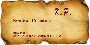 Kovács Primusz névjegykártya
